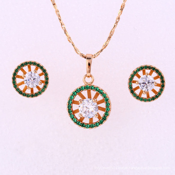 62050 Xuping moda delicada colorido artificial diamante-fronteira pingente hot item banhado a ouro conjunto de jóias